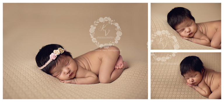 baby girl on beige backdrop