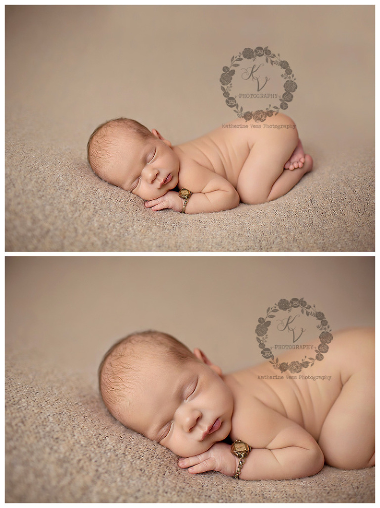 newborn with watch