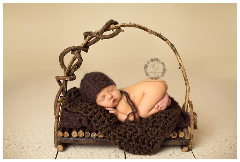 baby boy on twig bed