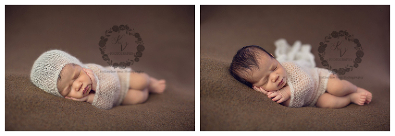 newborn baby boy in cute side laying pose