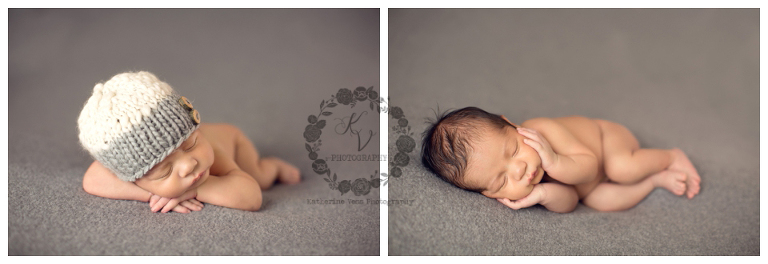 newborn baby boy on gray