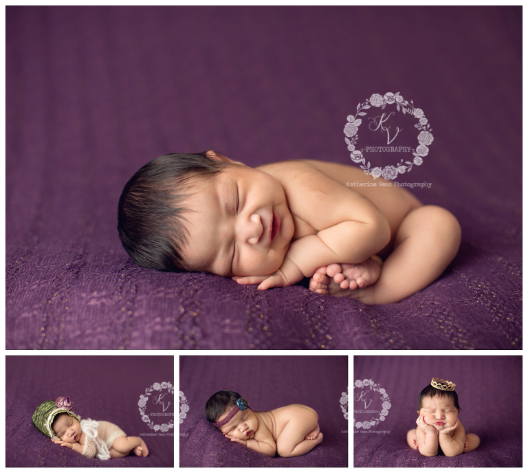 newborn girl on purple