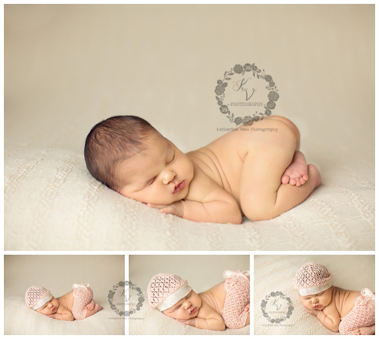 newborn in tushie up pose