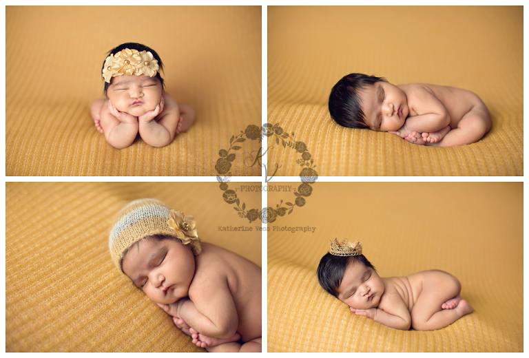 baby girl posed on gold