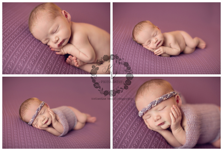 newborn girl on purple